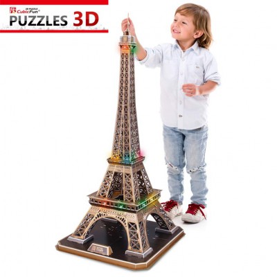 Puzzle 3D avec LED - La Tour Eiffel - Difficulté : 6/8 82 Pièces  Cubic Fun